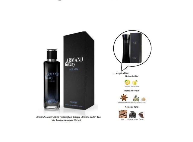 Armand Luxury Black " inspiration Giorgio Armani Code " Eau de Parfum Homme 100 ml
