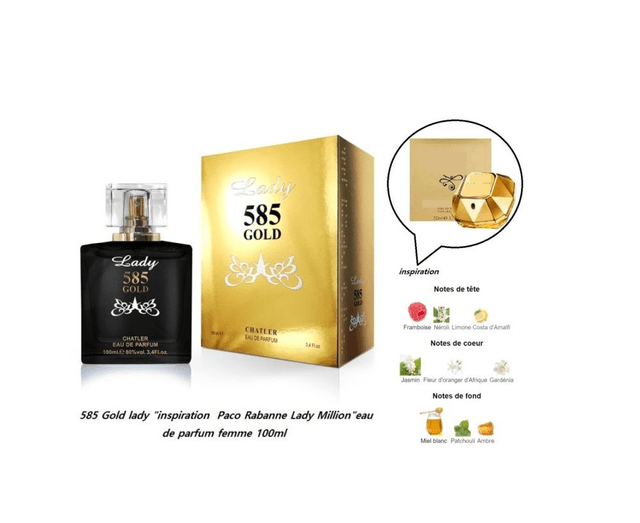 585 Gold lady   " inspiration  Paco Rabanne Lady Million " eau de parfum femme 100ml  