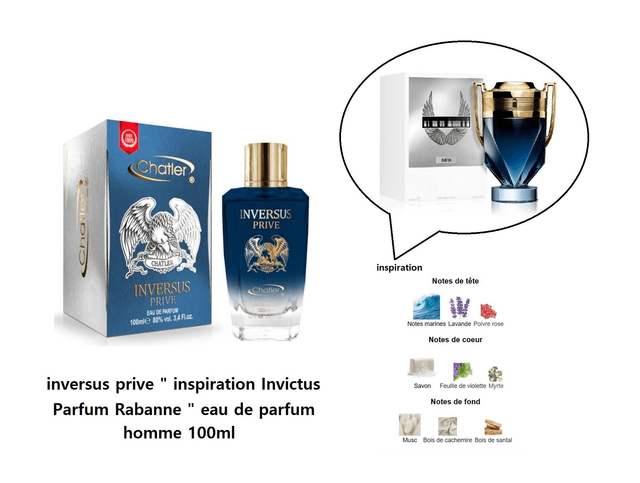 inversus prive " inspiration Invictus Parfum Rabanne " eau de parfum homme 100ml