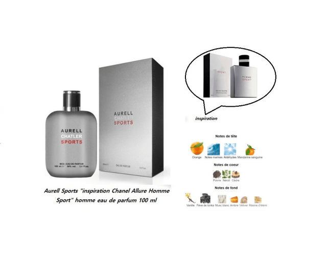 Aurell Sports " inspiration Chanel Allure Homme Sport " homme eau de parfum 100 ml