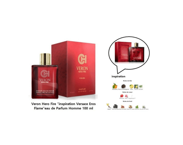 Veron Hero Fire " inspiration Versace Eros Flame " eau de Parfum Homme 100 ml