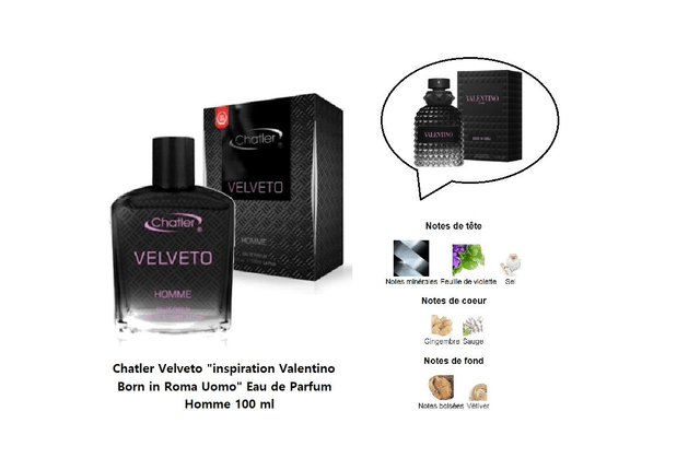  Chatler Velveto "inspiration Valentino Born in Roma Uomo" Eau de Parfum Homme 100 ml