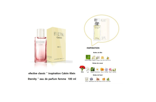 efective classic " inspi  CalvinK Eternity " eau de parfum femme  100 ml 