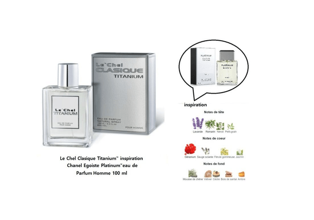 Le Chel Clasique Titanium " inspiration Chanel Egoiste Platinum " eau de Parfum Homme 100 ml