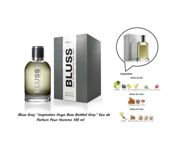  Bluss Grey " inspiration Hugo Boss Bottled Grey " Eau de Parfum Pour Homme 100 ml