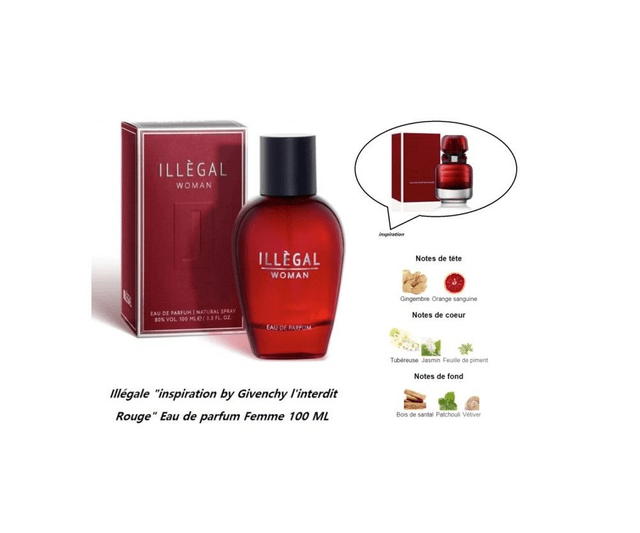 Illégale " inspiration by Givenchy l'interdit Rouge " Eau de parfum Femme 100 ML