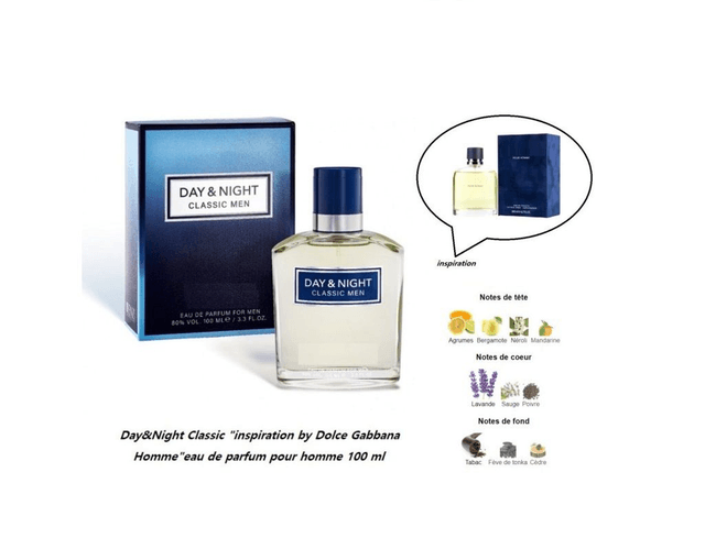 Day&Night Classic " inspiration by Dolce Gabbana Homme " eau de parfum pour homme 100 ml