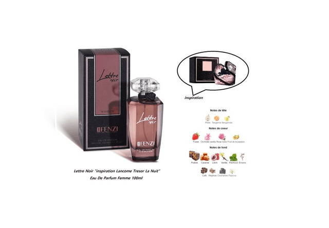 Lettre Noir " inspiration  Lancôme Trésor La nuit " Eau De Parfum Femme 100ml 
